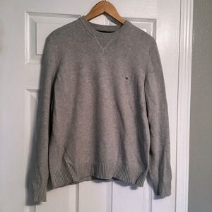 Tommy Hilfiger Men's Gray Cotton Sweater - Large